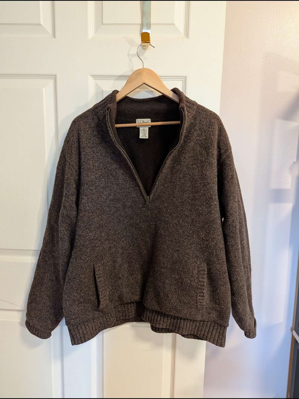 L.L. Bean Men's Brown Zip-Neck Sweater